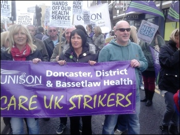 Doncaster Care UK strike, Easter 2014, photo by A Tice