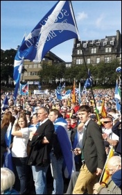 Rallying for a yes vote in Edinburgh as thousands march for an independent Scotland in 2012, photo Matt Dobson