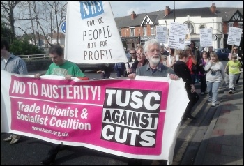 Lobbying Ed Miliband's surgery, 25.4.14, photo A Tice