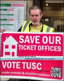 Len Rowlands, RMT picket Whitechapel station & TUSC candidate St Peter's ward, Tower Hamlets