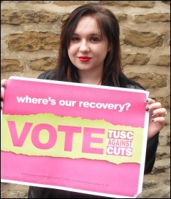 Corrina Smith Gateshead TUSC candidate, photo Elaine Brunskill