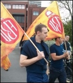 FBU strikers, White Watch, Radford Rd station, Coventry, noon Friday 2.5.14, photo Dave Nellist