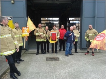 Harrogate firefighters on strike, May 2014, photo by Michael Docherty