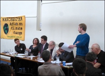 TUSC candidate Matt Kilsby speaking at anti-Fracking hustings, May 2014, photo by P Gerrard