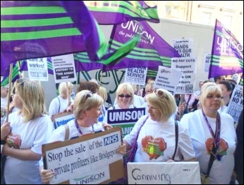 Doncaster Care UK strikers outside Bridgepoint , May 2014, photo by A Tice