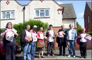 Socialist Party members taking part in Derby TUSC campaigning in 2014, photo Elaine Evans 