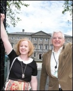 Ruth Coppinger and Joe Higgins outside the Irish Parliament