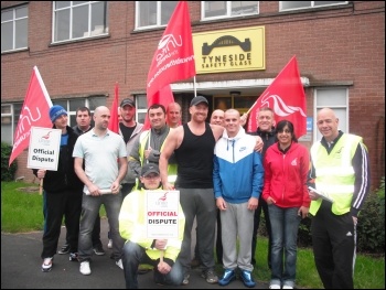 Tyneside Safety Glass workers strike over pay amd conditions, June 2014 Tyneside Safety Glass workers strike over pay amd conditions, June 2014