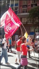 Members of the Socialist Party's sister party in Brazil marching in solidarity with strikers, photo CWI