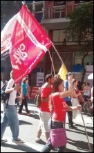 LSR (CWI in Brazil) members march in solidarity with striking Metro transport workers