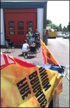 FBU picket in Huntingdon, 21.6.14, photo R Cossey-Mowle FBU picket in Huntingdon, 21.6.14, photo R Cossey-Mowle