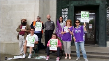 10 July 2014 public sector strike, Guildhall, Swansea council, photo E Schluessel 10 July 2014 public sector strike, Guildhall, Swansea council, photo E Schluessel