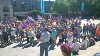 Rally in Bolton, public sector strike 10.7.14, photo by M Kilsby Rally in Bolton, public sector strike 10.7.14, photo by M Kilsby
