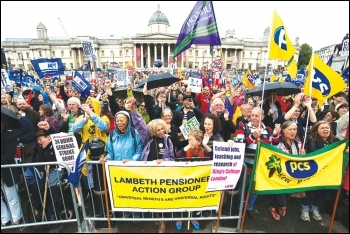 At the Trafalgar Square rally on the 10 July 2014 public sector pay strike, photo Paul Mattsson