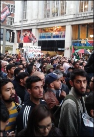 Protesting outside the Israeli embassy in London, 11.7.14, photo by Paula Mitchell