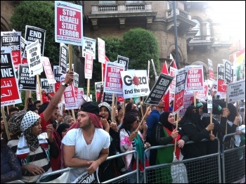 Demonstration outside the BBC, 15.7.14, photo by Paula Mitchell Demonstration outside the BBC, 15.7.14, photo by Paula Mitchell
