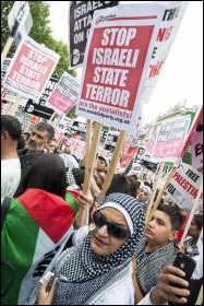 Demonstrating against the Israeli state seige of Gaza in July 2014, photo Paul Mattsson