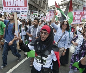 Demonstrating in London against the slaughter in Gaza, photo Paul Mattsson