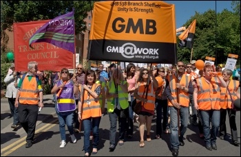 Striking workers march in Sheffield, photo by Karl Lang