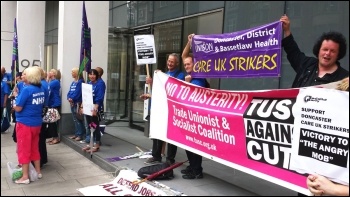 Doncaster Care UK workers lobby Bridgepoint private equity offices in London, Friday 8 August 2014