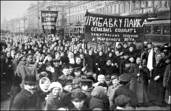 In Feruary (March in the new calendar) 1917 in Petrograd, Russia, a protest on International Women's Day against the unbearable social conditions caused by World War One, triggered the start of the Russian Revolution 