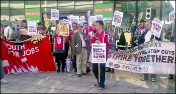 NSSN supporters lobbying the TUC in September 2014, photo Bob Severn