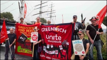  Unite members protest at Greenwich council's 