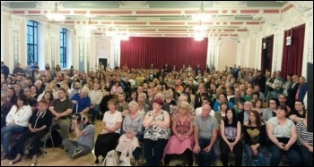 Hundreds packed into the Hope Over Fear public meeting in Dundee, photo by SP Scotland
