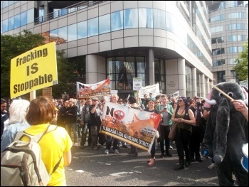 Anti-fracking demo, Manchester, 21.9.14, photo Dylan Murphy