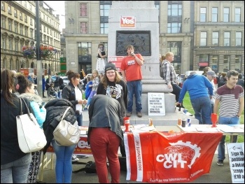 Scotland Referendum, Socialist Party Scotland stall, photo SP Scotland