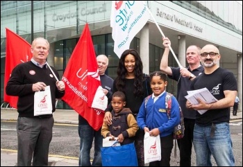 Striking Croydon leisure centre workers share solidarity with council workers and the public