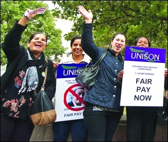 Hackney council workers striking for better pay on 10 July 2014, photo Paul Mattsson