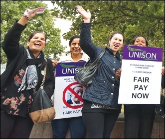 Hackney council workers striking for better pay on 10 July 2014, photo Paul Mattsson, photo Suzanne Beishon