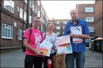 Socialist Party activists on the New Era estate, September 2014, photo Paul Mattsson