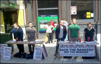 Andrew Price (1st on the left ) on a street stall with other Socialist Party members