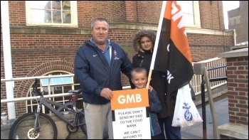 Protest outside Barking town hall on Tuesday 7 October, photo by P Mason