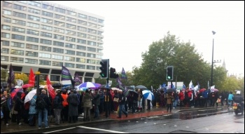 Outside St Thomas's hospital, London, 13.10.14, photo Paula Mitchell