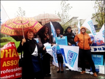 Members of RCM outside Newham hospital, East London, photo Helen Pattison