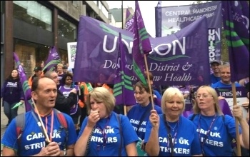 Care UK  strikers on TUC demo, 18.10.14, photo by A Tice