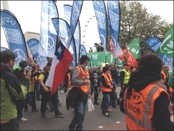 RMT contingent, TUC demo, 18.10.14, photo by JB