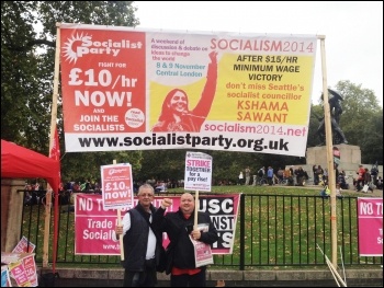 Socialist Party banner, Hyde Park, TUC demo 20.10.14, photo by Nick Chaffey