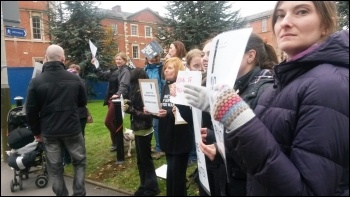 Striking radiographers in Leicester, 20.10.14, photo by Leic SP
