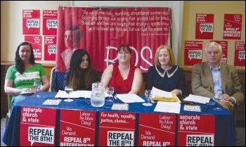 ROSA campaigners and Socialist Party TDs at a press conference, photo by SP Ireland