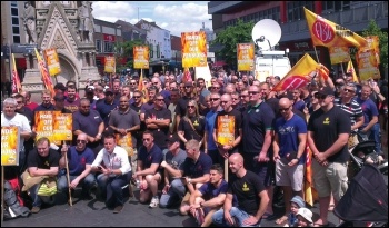 Firefighters protesting in Leicester