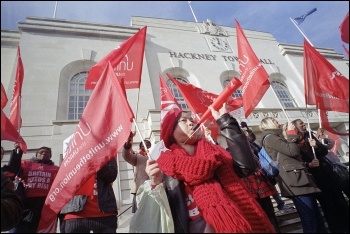 October 2014 St Mungo's Broadway strike, in Hackney, photo by Paul Mattsson