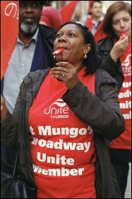 October 2014 St Mungo's Broadway strike, in Hackney, photo by Paul Mattsson