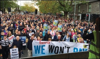 Water tax protesters in Sawords, Dublin, 1 November 2014