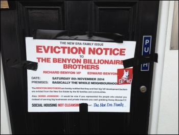 Eviction notice taped to office door of Benyon Estates, 8.11.14, photo by Judy Beishon Eviction notice taped to office door of Benyon Estates, 8.11.14, photo by Judy Beishon