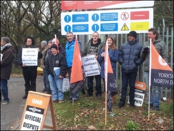 Sheffield recycling workers on strike, November 2014, photo by A Tice Sheffield recycling workers on strike, November 2014, photo by A Tice