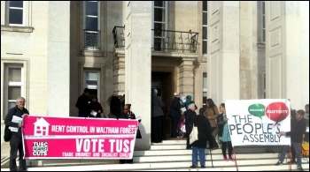 Outside the council meeting, Waltham Forest town hall, 11.11.14, photo by Paula Mitchell Outside the council meeting, Waltham Forest town hall, 11.11.14, photo by Paula Mitchell